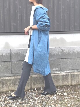 「オーバーサイズシャツ」｜「アイテム（チュニック）」を使った、Haru☆さん（レディース・153cm）の春コーディネート