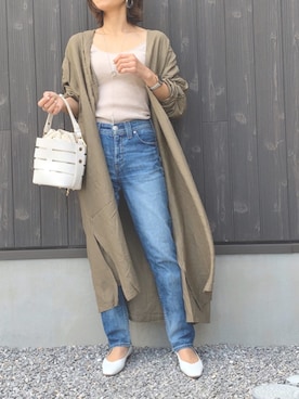 「BEAUTY&YOUTH UNITED ARROWS（ビューティーアンドユースユナイテッドアローズ）のBY∴ Vカットスクエアトゥフラットシューズ 1.0◆（パンプス）」を使った、Haru☆さん（レディース・153cm）の春コーディネート