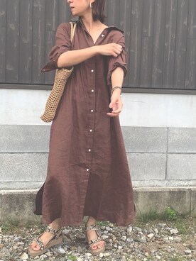 「VIS（ビス）のアイテム（シャツワンピース）」を使った、Haru☆さん（レディース・153cm）の夏コーディネート