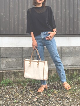 「センタープレスパンツ」｜「アイテム（ワンピース/ドレス）」を使った、Haru☆さん（レディース・153cm）の夏コーディネート