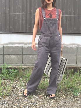 「Mila Owen（ミラオーウェン）のアイテム（サロペット/オーバーオール）」を使った、Haru☆さん（レディース・153cm）の夏コーディネート