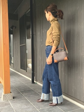 「Levi's（リーバイス）のRIBCAGE ストレート アンクル LUCK OF THE DRAW（デニムパンツ）」を使った、Haru☆さん（レディース・153cm）の秋コーディネート