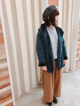 「Samansa Mos2 blue（サマンサモスモスブルー）のアイテム（ハンチング/ベレー帽）」を使った、marisaさん（レディース・154cm）の秋コーディネート