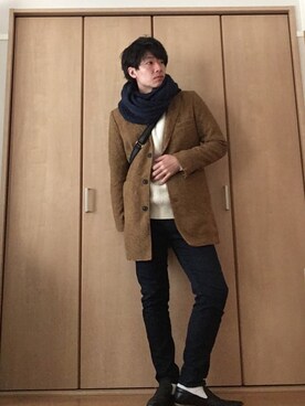 「NANO universe（ナノユニバース）のアイテム（その他シューズ）」を使った、九州男児：0001号さん（メンズ・176cm）の冬コーディネート