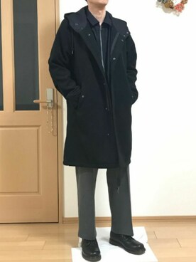 「NANO universe（ナノユニバース）のアイテム（モッズコート）」を使った、ナットさん（メンズ・175cm）の冬コーディネート