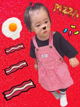 「ソックス」｜「アイテム（オールインワン・サロペット）」を使った、こげみ🍎さん（キッズ・80cm）の秋コーディネート