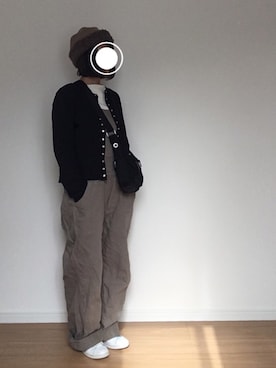 「agnes b.（アニエスベー）のM001 CARDIGAN カーディガンプレッション（カーディガン/ボレロ）」を使った、やんさん（レディース・154cm）の冬コーディネート