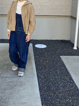 「orSlow（オアスロウ）のアイテム（オールインワン・サロペット）」を使った、やんさん（レディース・154cm）の秋コーディネート