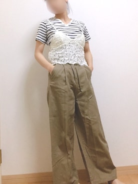 「足長効果」｜「アイテム（キャミソール）」を使った、みさみささん（レディース・158cm）の夏コーディネート