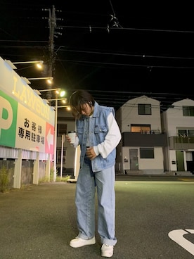 「古着女子」｜「アイテム（デニムジャケット）」を使った、sykさん（レディース・163cm）の春コーディネート