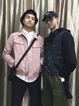 「H&M（エイチ・アンド・エム）のアイテム（カーディガン/ボレロ）」を使った、不出名博主さん（メンズ・174cm）の春コーディネート