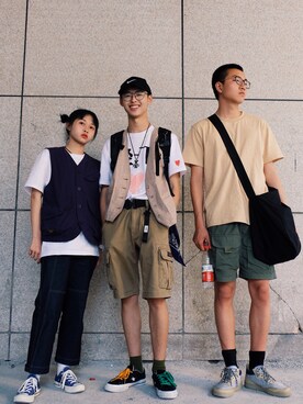 「CLOT（クロット）のアイテム（トップス）」を使った、不出名博主さん（メンズ・174cm）の春コーディネート
