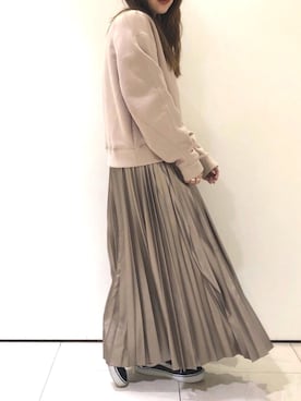 「アイテム（スカート、ゴールド系）」を使った、megumiさん（レディース・154cm）の夏コーディネート
