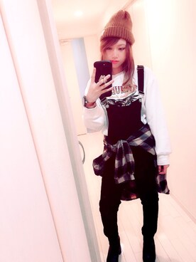 「SpRay（スプレイ）のアイテム（オールインワン・サロペット）」を使った、meguさん（レディース・153cm）の秋コーディネート