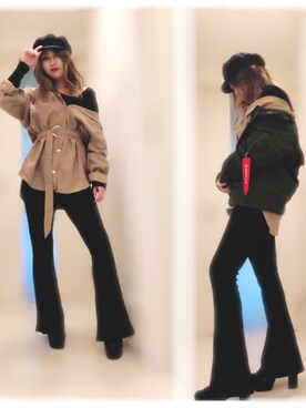 「SpRay（スプレイ）のアイテム（ミリタリージャケット）」を使った、meguさん（レディース・153cm）の秋コーディネート