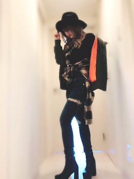 「SpRay（スプレイ）のアイテム（ミリタリージャケット）」を使った、meguさん（レディース・153cm）の秋コーディネート