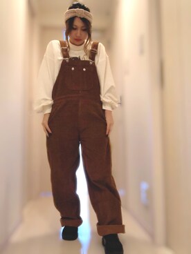 「SpRay（スプレイ）のアイテム（オールインワン・サロペット）」を使った、meguさん（レディース・153cm）の秋コーディネート