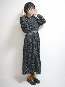 「RETRO GIRL（レトロガール）のアイテム（ハンチング/ベレー帽）」を使った、つむぎさん（レディース・160cm）の秋コーディネート