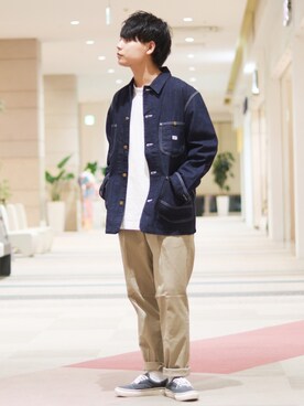 「アイテム（カバーオール）」を使った、takuさん（メンズ・169cm）の秋コーディネート