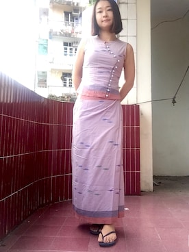 「アイテム（ドレス、ピンク系）」を使った、Sayaka Nさん（レディース・149cm）の夏コーディネート