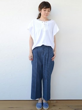 「アイテム（タンクトップ、グレー系）」を使った、maruさん（レディース・158cm）の春コーディネート