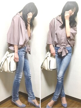 「原宿」｜「アイテム（パンプス）」を使った、Manami⑅◡̈*さん（レディース・171cm）の春コーディネート