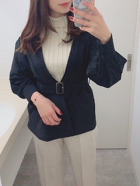 「FREE'S MART（フリーズマート）のアイテム（ノーカラージャケット）」を使った、ayaさん（レディース・168cm）の冬コーディネート
