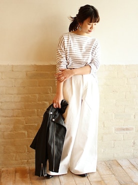 「FRAMeWORK（フレームワーク）のアイテム（パンツ）」を使った、FRAMeWORK 新宿ルミネ　inoさん（レディース・158cm）の春コーディネート