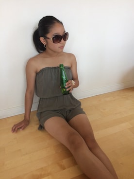 「H&M（エイチ・アンド・エム）のアイテム（つなぎ/オールインワン）」を使った、NARUМIさん（レディース・154cm）の夏コーディネート