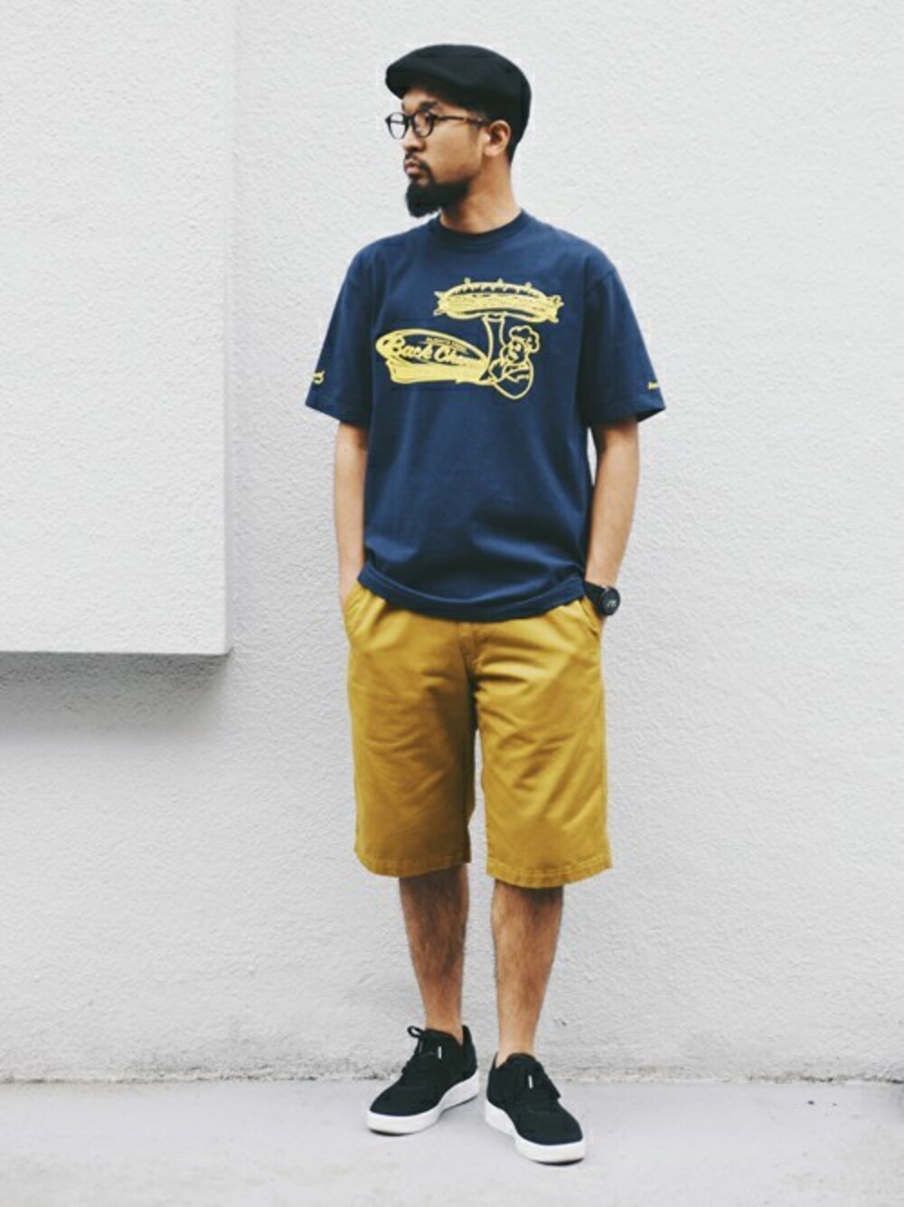 「スニーカー、カジュアル、シンプル、Tシャツ、BACK CHANNEL、backchannel、スポーツミックス、シンプルコーデ、PRILLMAL、バックチャンネル」｜「Back ChannelのBACKCHANNEL × PRILLMAL MUNCH T（Tシャツ/カットソー、ブルー系）」を使った、Back Channel®︎さん（メンズ・177cm）の春コーディネートの1枚目の写真