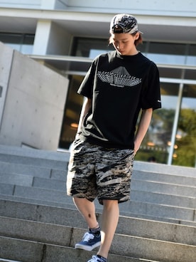 「Back Channel（バックチャンネル）のアイテム（帽子）」を使った、Back Channel®︎さん（メンズ・173cm）の夏コーディネート