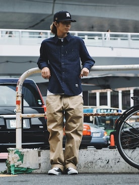 「Back Channel（バックチャンネル）のアイテム（キャップ）」を使った、Back Channel®︎さん（メンズ・176cm）の秋コーディネート