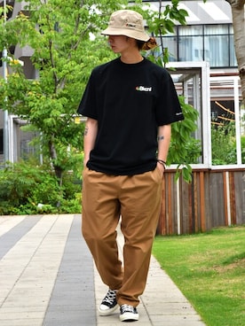 「Back Channel（バックチャンネル）のアイテム（帽子）」を使った、Back Channel®︎さん（メンズ・176cm）の春コーディネート