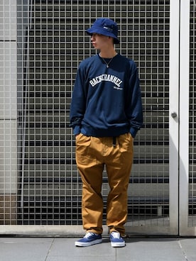 「Back Channel（バックチャンネル）のアイテム（スウェット）」を使った、Back Channel®︎さん（メンズ・176cm）の秋コーディネート