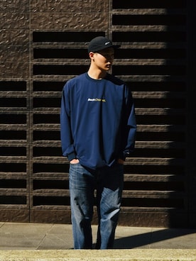 「Back Channel（バックチャンネル）のアイテム（キャップ）」を使った、Back Channel®︎さん（メンズ・183cm）の冬コーディネート