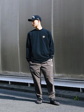 「Back Channel（バックチャンネル）のアイテム（キャップ）」を使った、Back Channel®︎さん（メンズ・183cm）の春コーディネート