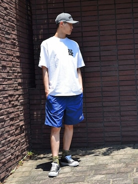 「Back Channel（バックチャンネル）のアイテム（キャップ）」を使った、Back Channel®︎さん（メンズ・183cm）の夏コーディネート