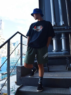 「Back Channel（バックチャンネル）のアイテム（帽子）」を使った、Back Channel®︎さん（メンズ・173cm）の夏コーディネート