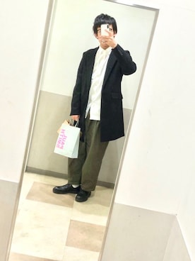 「SENSE OF PLACE by URBAN RESEARCH（センスオブプレイスバイアーバンリサーチ）のアイテム（チェスターコート）」を使った、araneさん（メンズ・174cm）の冬コーディネート