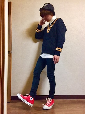 「jiggys shop（ジギーズショップ）のアイテム（チノパンツ）」を使った、uさん（メンズ・165cm）の冬コーディネート