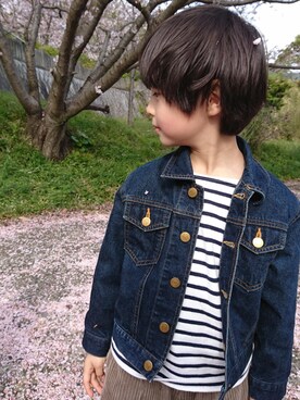 「Paul Smith（ポールスミス）のアイテム（デニムジャケット）」を使った、yu.さん（キッズ・130cm）の冬コーディネート