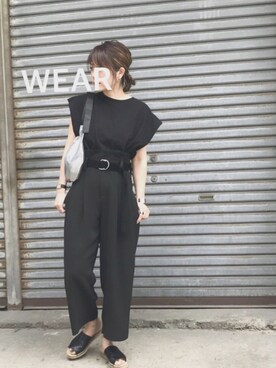 「アイテム（ボディバッグ/ウエストポーチ、シルバー系）」を使った、ちぇるさんさん（レディース・155cm）の夏コーディネート