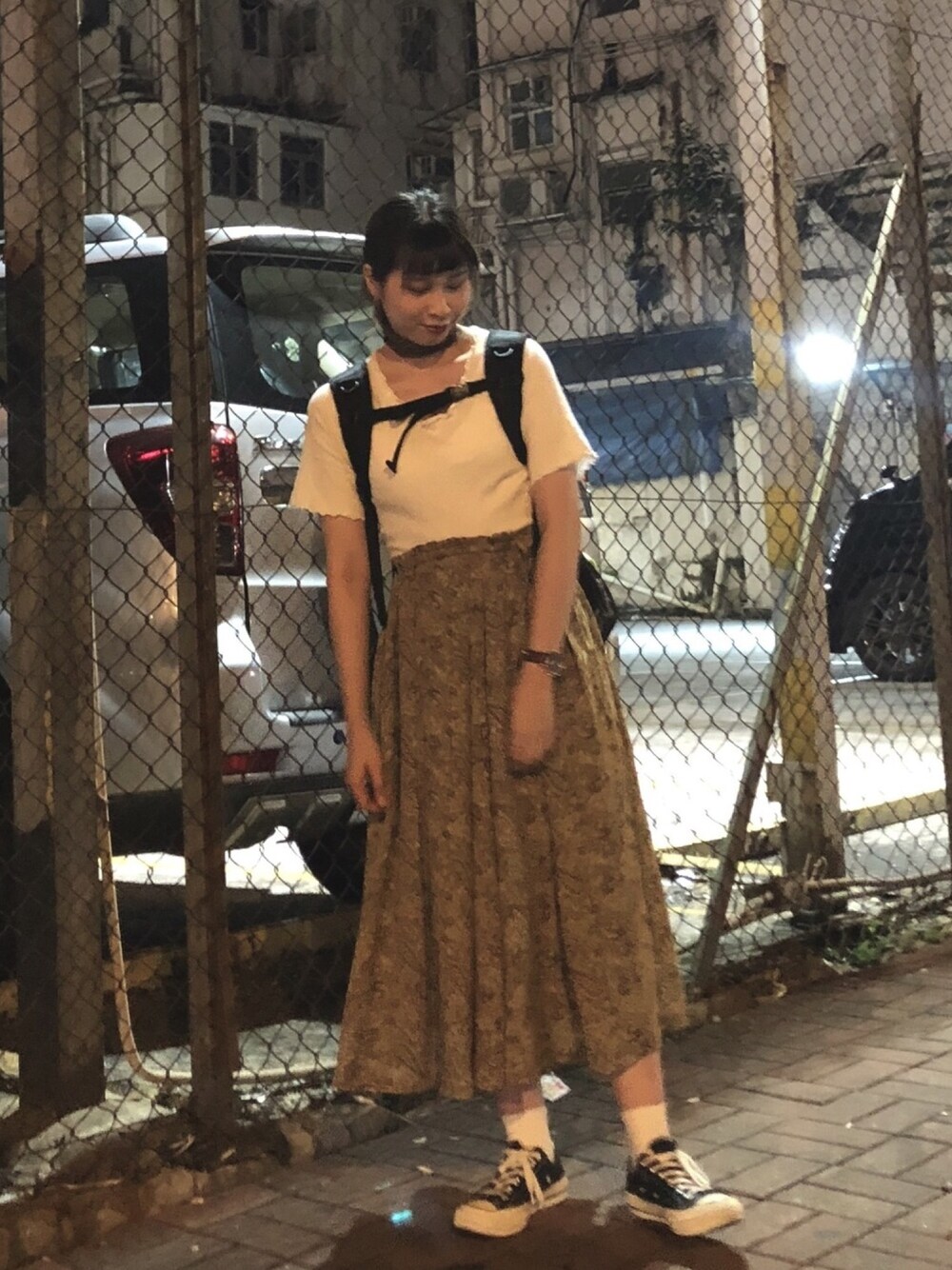 「COLEMANのウォーカー15 / WALKER15（バックパック/リュック、ブラック系）」を使った、bincyさん（レディース・157cm）の秋コーディネートの1枚目の写真