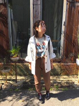 「mystic（ミスティック）のテーパードデニムパンツ（デニムパンツ）」を使った、4yarn1【相互】さん（レディース・158cm）の秋コーディネート