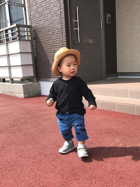 「OSHKOSH（オシュコシュ）のアイテム（スニーカー）」を使った、なゆらむさん（キッズ・80cm）の春コーディネート