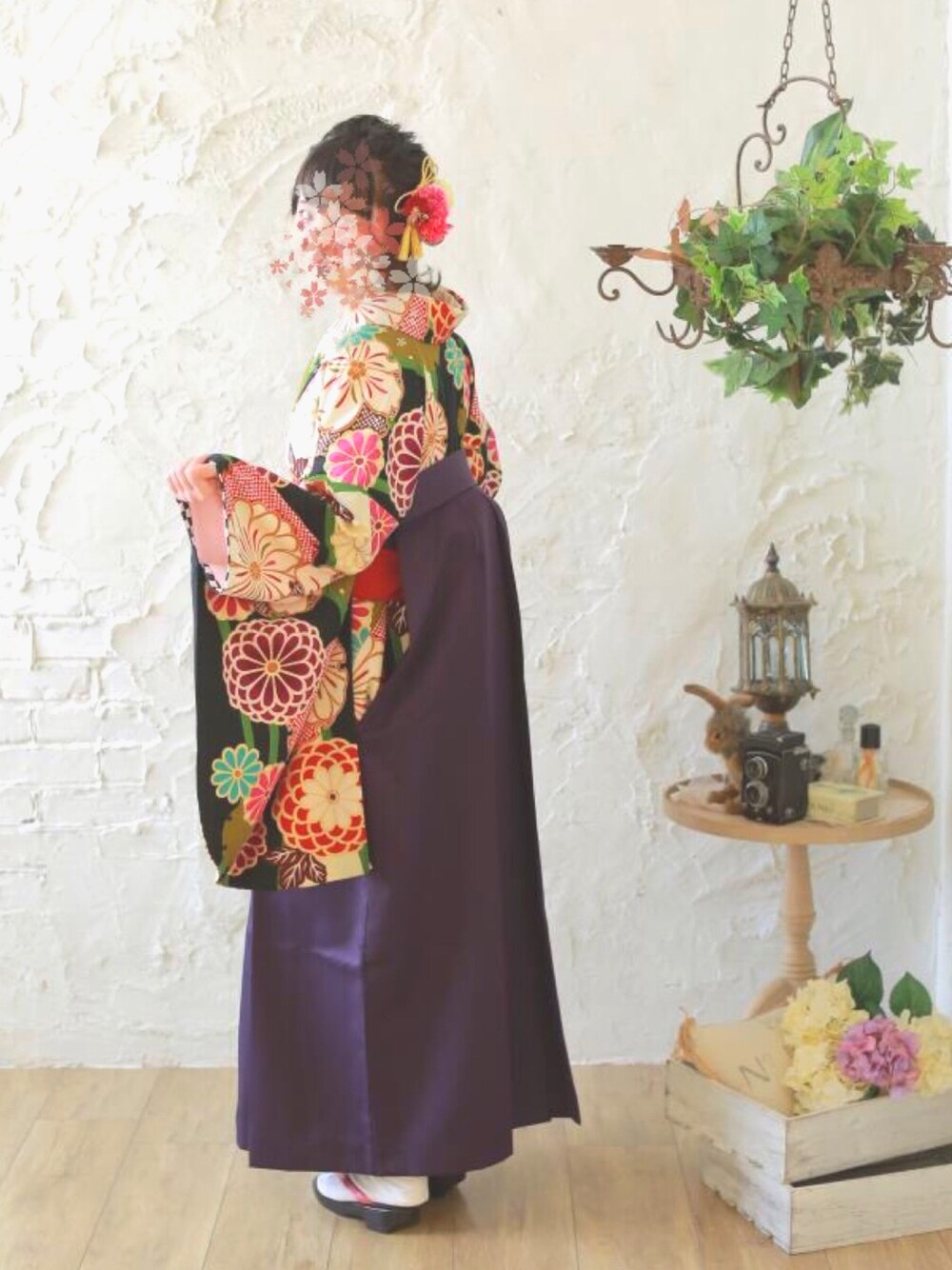 「卒業袴」｜「卒業袴のアイテム（水着/着物・浴衣、パープル系）」を使った、NOIRさん（レディース・159cm）の春コーディネートの1枚目の写真