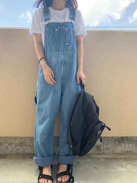 「BIG SMITH（ビッグスミス）のアイテム（サロペット/オーバーオール）」を使った、aru-8!(◎-◎;)さん（レディース・154cm）の夏コーディネート