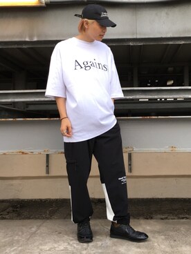 「KaneZ（ケインズ）のアイテム（キャップ）」を使った、湯原健太さん（メンズ・178cm）の夏コーディネート