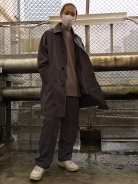 「WHITELAND（ホワイトランド）のWHITELAND/ホワイトランド/Stitch coat/ステッチコート（ステンカラーコート）」を使った、湯原健太さん（メンズ・178cm）の秋コーディネート