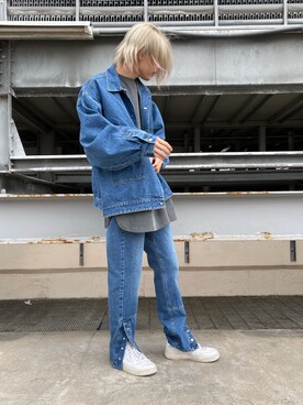 「DANKE SCHON（ダンケシェーン）のアイテム（デニムジャケット）」を使った、湯原健太さん（メンズ・178cm）の冬コーディネート